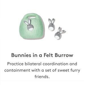 Lovevery bunnies in felt burrow